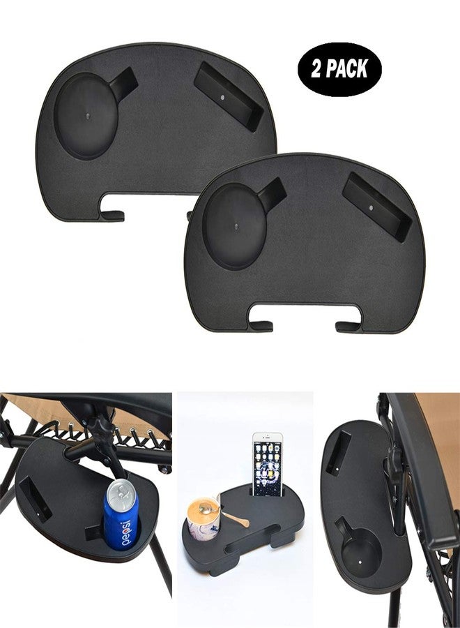 C-CHAIN Universal Zero Gravity Chair Tray, Cup Holder Tray for Fold Lounge Chair, Cup Holder with Water Cup Slot and Cellphone Slot (Small, 2 pcs) - Image 2